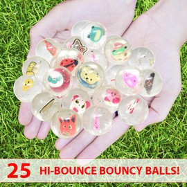 25 Bouncy Balls for Kids Party Favors | Animals Bouncy Ball 27mm | Superball Small Rubber Balls for Kids