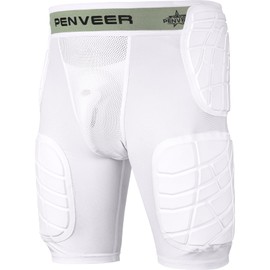 Penveer 5.0 Adult Football Girdle for Men with Cup Pocket - Padded Compression Shorts with Integrated Hip, Thigh & Tailbone Pads for Maximum Protection (White, AS)