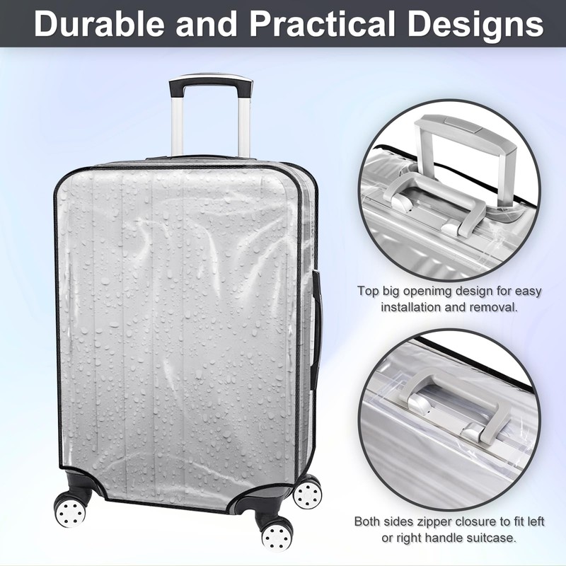 3 Piece Suitcase Covers for Luggage Sleeve Clear PVC Waterproof
