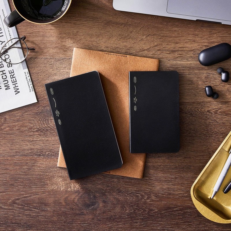 Nitoms SS1020 STALOGY Notebook, A6, Slim, Squared, 1/2 Ear, Black
