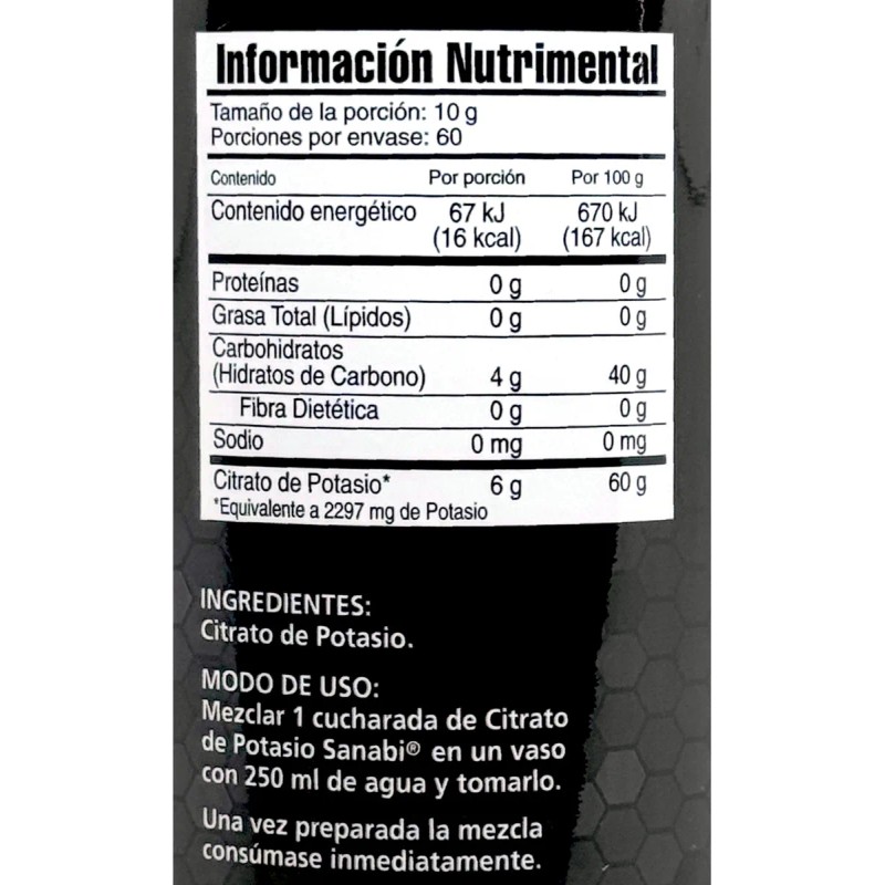 Citrato De Potasio 600 G Sabor Natural Sanabi