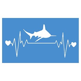 EZ-STIK Shark Heartbeat lifelineI250 8" Wide Sticker Decal Great White