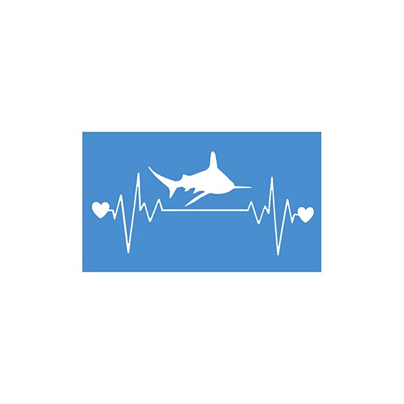 EZ-STIK Shark Heartbeat lifelineI250 8" Wide Sticker Decal Great White