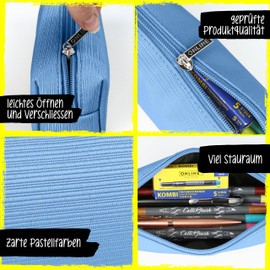 Online Premium Pencil Case, Pencil Case for Boys and Girls, Pencil Case with Zip, 1 Compartment, Ideal for School, Retro Blue, pencil case