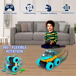 Remote Control Car Toys for Kids Boys,RC Dinosaur Monster Truck for Toddlers,1:30 Scale Mini Rc Off-Road Racing 4 Channels Electric Vehicle Toy Car Birthday Gift for 2 3 4 5 6 7 8 Years Old Girls