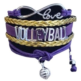 Sportybella Volleyball Gifts for Women Teens, Purple Volleyball Bracelet, Volleyball Jewelry, Birthday Graduation Gifts for Her Volleyball Team Gifts, Volleyball Accessories