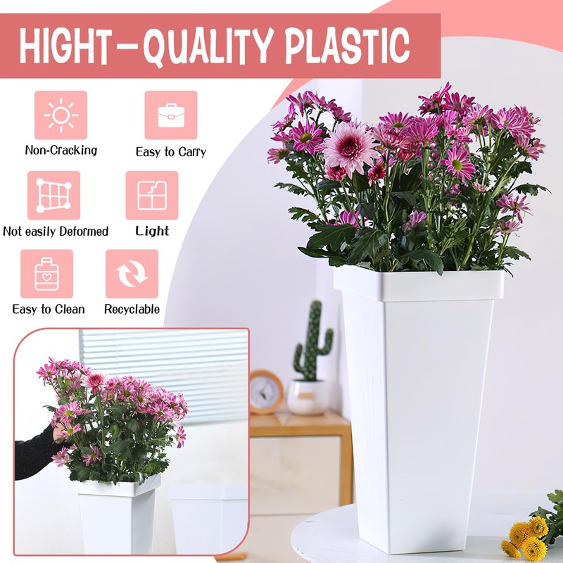 8 Pack Flower Buckets for Cut Flowers 13.4 Inch Plastic
