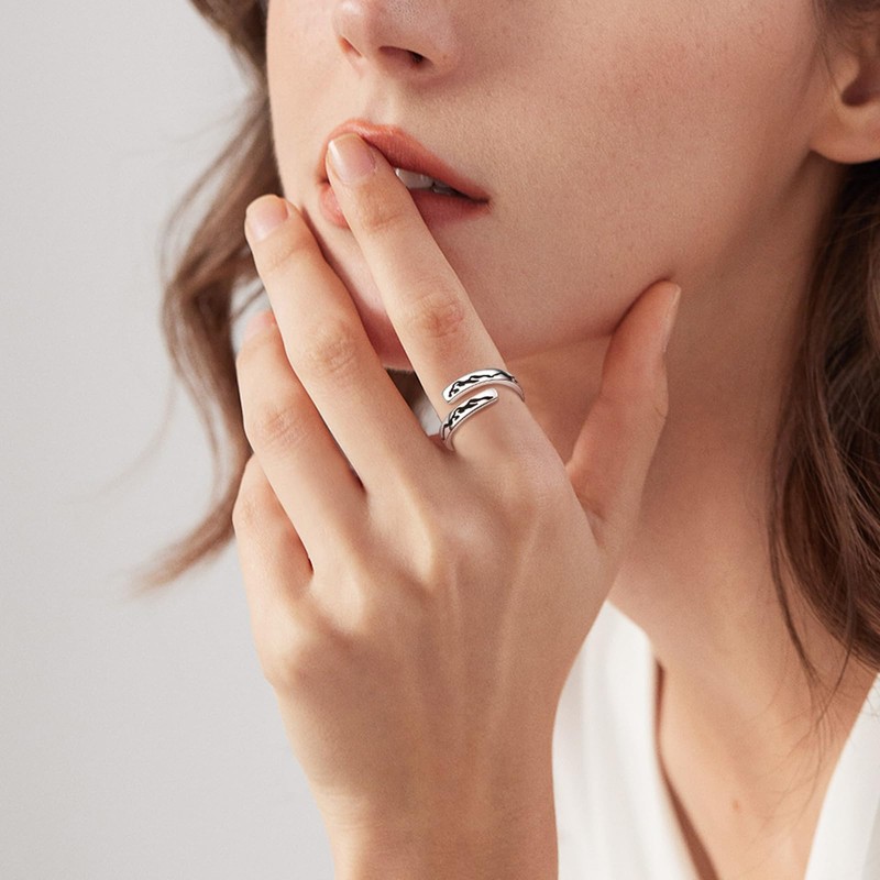 BEILIN 925 Sterling Silver Inspirational Jewelry Rings Adjustable Ring Personality