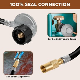 VBOYL 3-Foot Propane Hose Adapter and Regulator to Convert 1 to 20 lb. Propane Tanks to 5 to 40 lb. Propane Tanks for Gas Hoses for Weber Q, Coleman Grills, Buddy heaters, Grill Components and More.