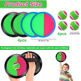 Velcro Ball Game, Catch Ball Game with 4 Catching Discs 4 Balls, Children's Velcro Ball, Velcro Ball Set Beach Game, Children's Fun Outdoor Game, Velcro Ball Game for Children Throwing and Catching