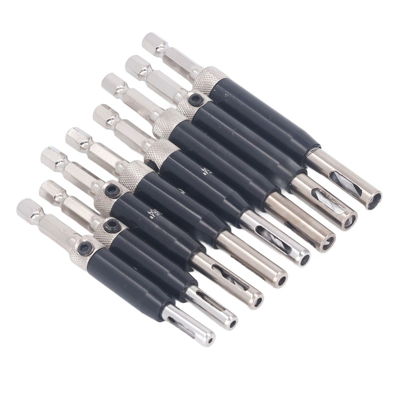 8Pcs Self Centering Hinge Drill Bit Black Hex Shank Hinge