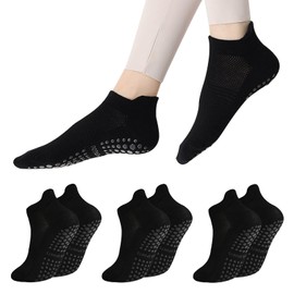4 Pairs of Women's Non-Slip Socks, 36-39 Yoga Socks, Non-Slip Grippy Socks, Pilates, Yoga Socks, Non-Slip Socks for Pilates, Yoga, Trampoline for Women, Men, Home, Hospital, Rehabilitation, Dance