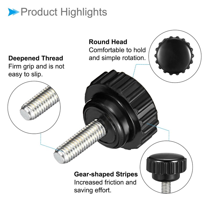 CoCud Knurled Thumb Screws, M5 Thread 15mm Thread Length 21mm