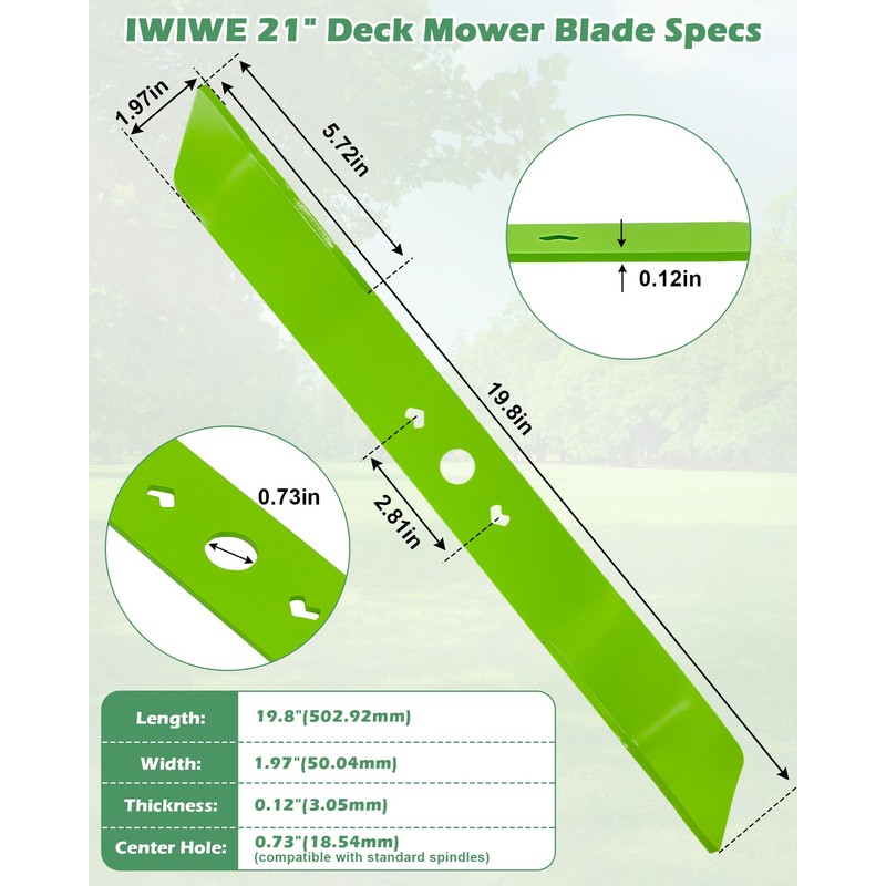IWIWE 21 Inch Lawn Mower Blade, Replacement Blade Compatible with