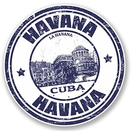 2 x Havana Cuba Vinyl Sticker Decal Luggage Travel Tag La Habana Gift Flag #4583 (10cm x 10cm)
