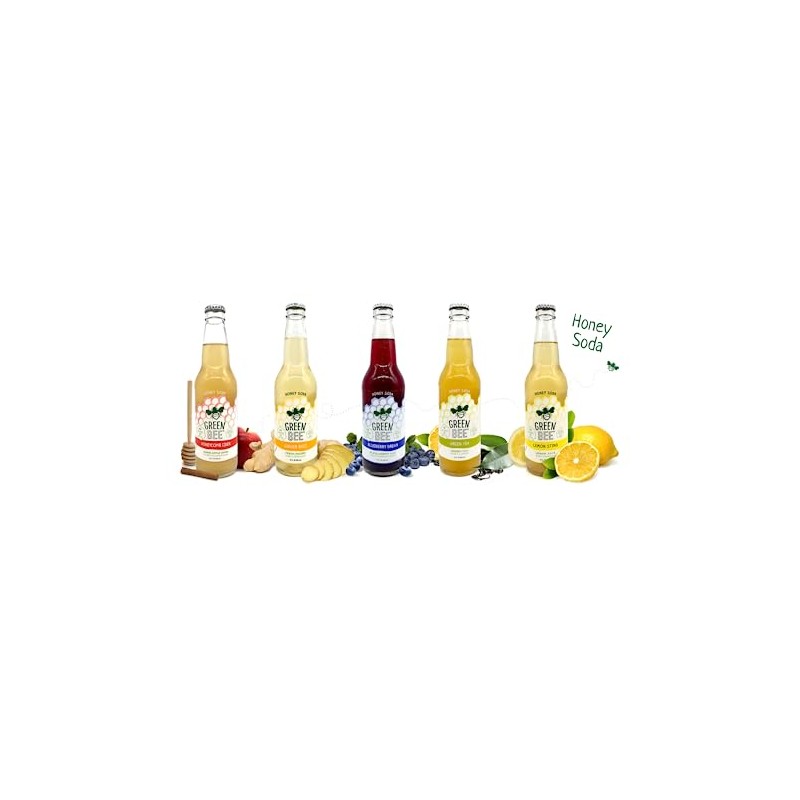 Green Bee Honey Sweetened Soda - Case of 12 (Honeycomb