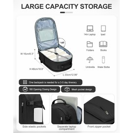 BJLFS Travel Backpack for Women Men, Carry On Backpack with USB Charging Port & Shoe Pouch, TSA 15.6inch, Flight Approved, College Nurse Bag Casual Laptop Daypack for Weekender Business Hiking,Black