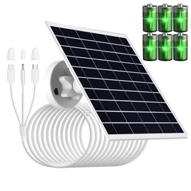 9W Solar Panel with Built-in 15600mAh Rechargeable Battery, with 5ft 3-in-1 Charging Cable (Micro USB, Type-C and DC3.5 * 1.35 Connector) for Security Cameras and Other Devices, IP66 Waterproof