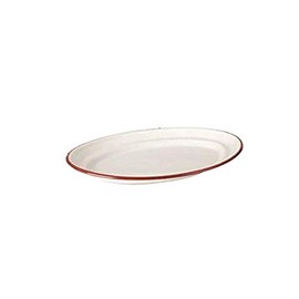 IBILI Platter 25 cm of Enamelled Steel in White/red, 25 x 25 x 5 cm