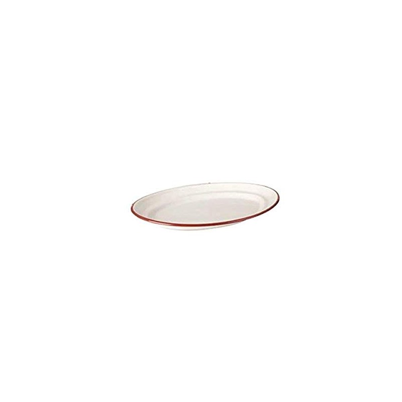 IBILI Platter 25 cm of Enamelled Steel in White/red, 25