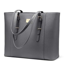 Laptop Bag for Women Large Office Handbags Briefcase Fits Up to 15.6 inch (Updated Version)-Grey