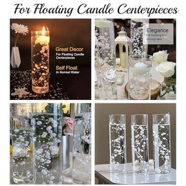 TeaSu - 24 cuerdas de perlas para centros de mesa de velas flotantes, decoración de jarrón de perlas para centros de mesa de boda (blanco)