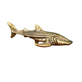 CORHAD Brass Shark Ornament Unique Desktop Decoration Small Shark Sculpture for Home