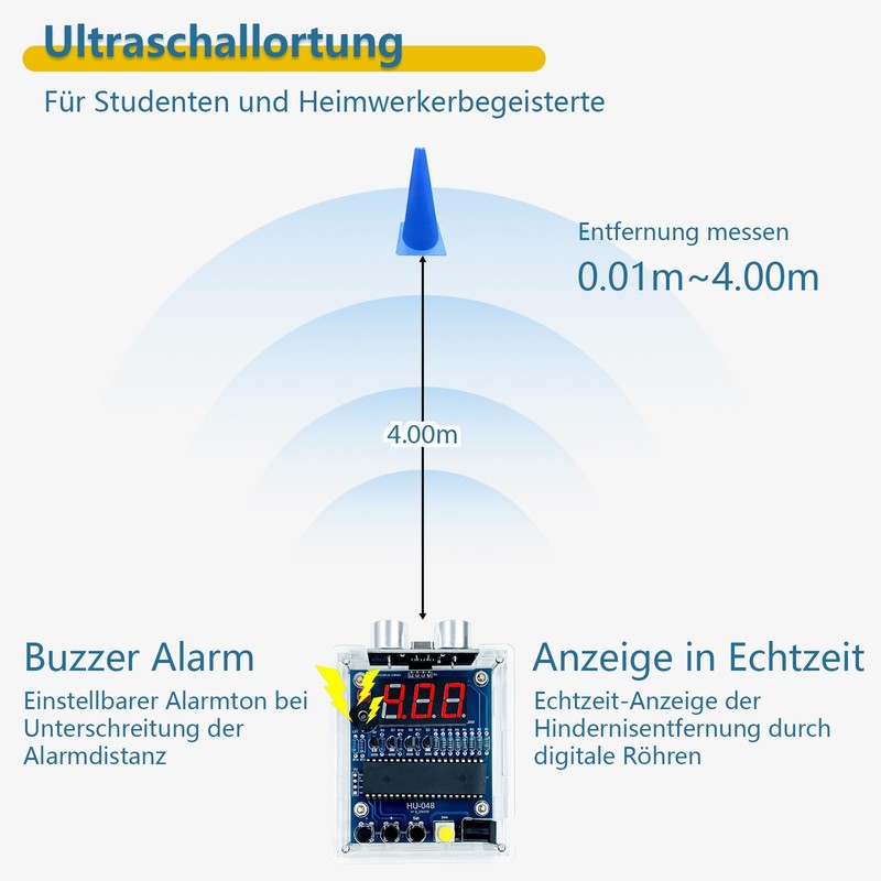 EIELE Ultrasonic Distance Meter for Soldering, Adjustable Alarm Distance, Ultrasonic