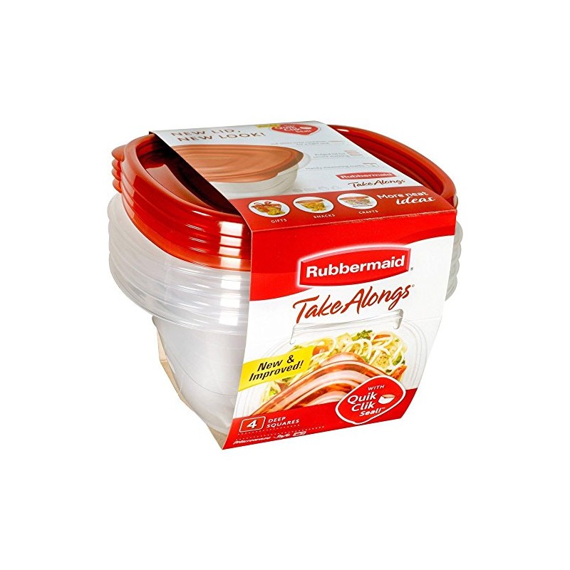 Rubbermaid TakeAlongs Food Storage Containers, Set of 8, 5.2-Cup Square,