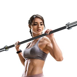 Olympic Barbell 7ft Weight Bar, 44 lbs Rated 700 lbs Capacity Chrome Black Barbells for Home Gym Fitness Weightlifting, Crossfit, Power Lifting and Strength Training