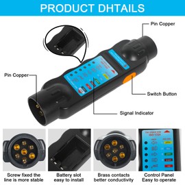 AOHEWEI 7-Pin Trailer Tester Tester for Lights Plug Socket 12 V Wiring Circuit Electrical Diagnostic Testing Connector for Caravan Towing Vehicles