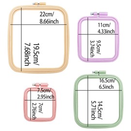 REBECASKYENS 4 Sizes, Rectangular Embroidery Hoop, Colourful Embroidery Hoop, Sturdy Model, Rectangular Embroidery Hoop, Square Embroidery Hoop, Cross Stitch Frame, Sewing Tool for Crafts