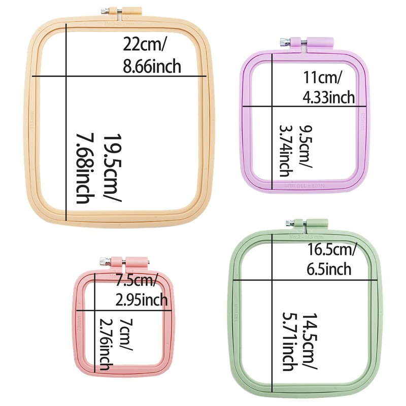 REBECASKYENS 4 Sizes, Rectangular Embroidery Hoop, Colourful Embroidery Hoop, Sturdy