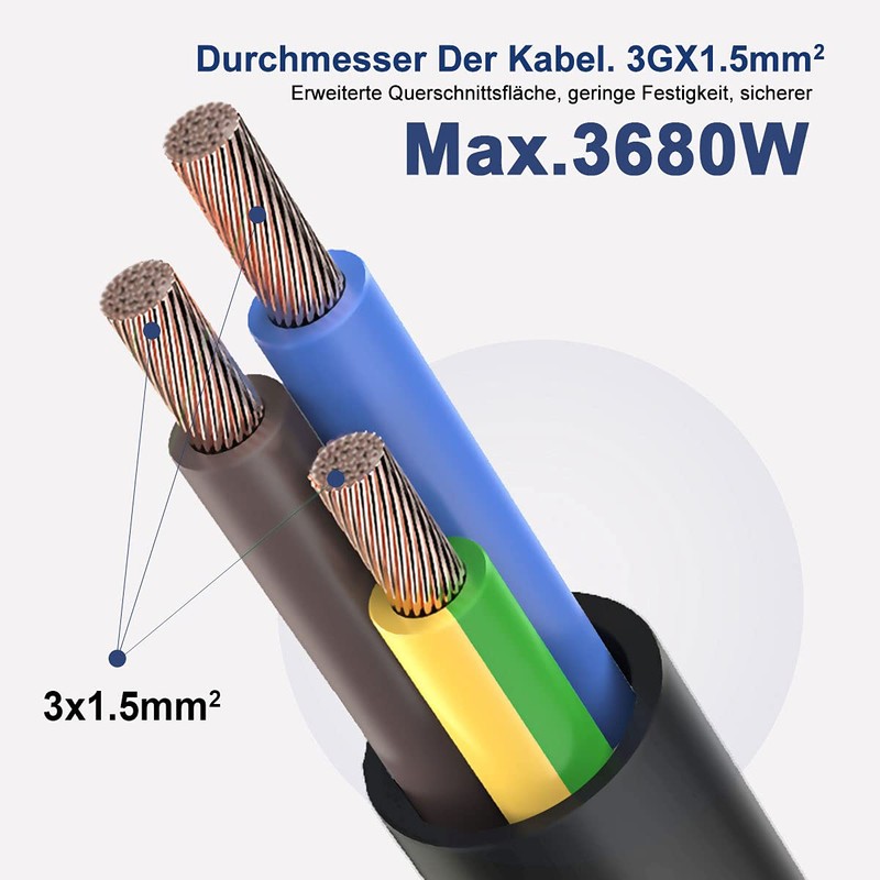 Extrastar 1.5/3/5 Metre Socket Strip, 3/4/5/6/7 Socket