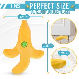 Cute Door Stopper - Banana Decorative Door Stoppers for Bottom of Door, Flexible & Non-Slip, Convenient Size (7.48" X 5.9" X 1.26") - Protects Floors, Designs for Home, Office, or Hotel