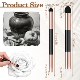 JJUNW 6pcs Artist Blending Sponge Pen, Double Headed Rub and Buff Washable Rubbing Sponge Brush Sketch Wipe Reusable Blending Stump for Artist Highlight Shadow Tool (Gold）