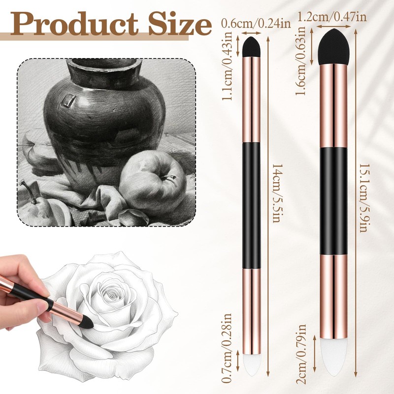 JJUNW 6pcs Artist Blending Sponge Pen, Double Headed Rub and
