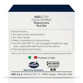 Matt - Age Activ Regenerating Face Cream Anti-Age Day - Pure Hyaluronic Acid 3P - Irritating and Smoothing, Deep Moisturising - 50 ml
