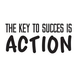 The Key to Success is Action Inspirational Positive Life Quote Vinyl Decal Wall Art Sticker Designs Vinyl Stickers for Home House Walls Rooms Windows Bedroom Decoration Size (12x12 inch)