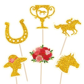 144PCS Kentucky Horse Derby Cupcake Toppers Decorations - Horse Racing Appetizers Toothpicks Sticks Food Picks Party Supplies