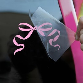 Pink Aesthetic Bow Car Decals Funny Girly Inspiration, Self-Love Humorous Car Window Accessories Affirmations Vinyl Waterproof 6 Inches Bumper Decal Gift for Mom Dad Friend Coworker