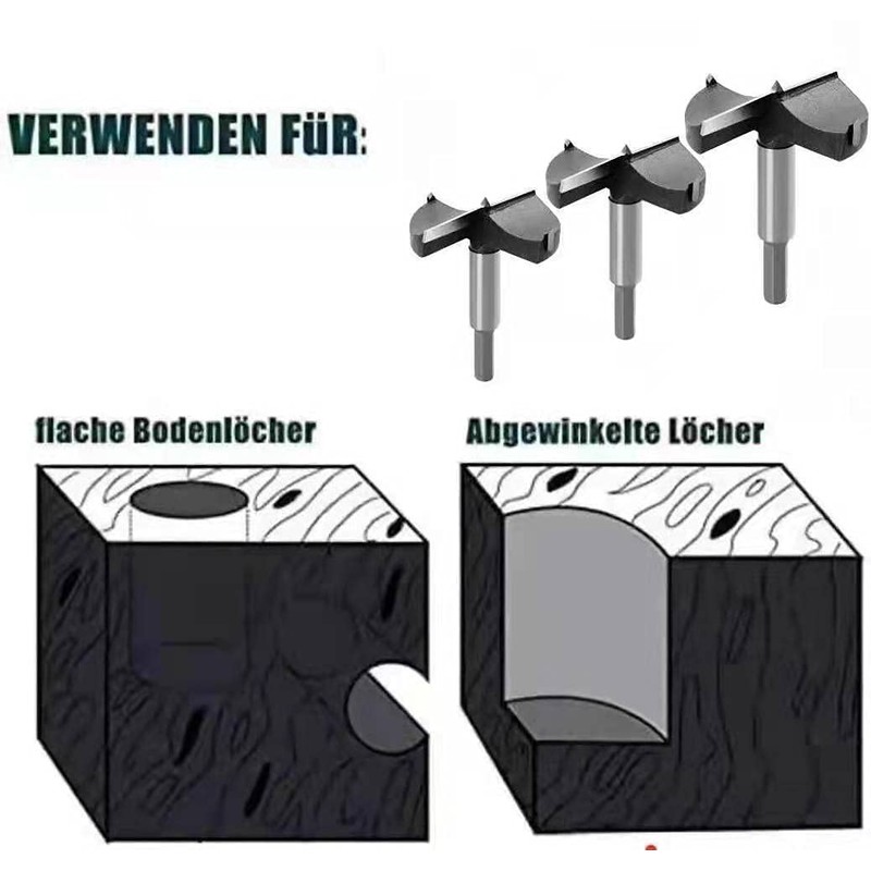 HIKENRI Forstner Drill Bit Set 3 Piece Set Forstner Wood