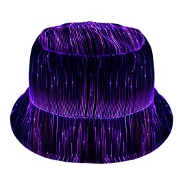 LED Bucket Hat – USB Rechargeable, 7-Color Light-Up Cap for Rave Outfits for Men & Women, EDM Festival & Party Wear (White)