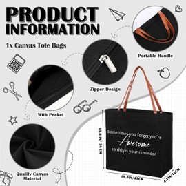 Queekay 2 Pcs Coworker Inspirational Gift Bags for Women Sometimes You Forget You Are Awesome Sign Thank You Gifts Totes Bags and Makeup Bag for Coworker Teacher Work