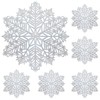 Christmas Snowflake Placemats Set of 6 Round Snow Tablemats, Silver