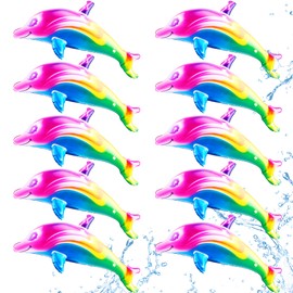 Feradny 10 Pack Inflatable Rainbow Dolphin 34 Inch Colorful Inflatable Dolphin Inflate Blow up Dolphin Inflatable Pool Toy for Swimming Pool Beach Birthday Water Theme Party Decoration