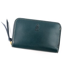 Zario Grande ZAG-0017 Middle Wallet, Men's, Women's, Genuine Tochigi Leather, Bi-fold, Zip Around Middle Wallet, Made in Japan, Navy × Red