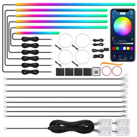 Dreamcolor Acrylic Interior Car LED Strip Light with Wireless APP, RGB 22 in 1 with 175 inches 612 LEDs Fiber Optic Strip Lights for Car, Dual Zone Music Sync Neon Car Ambient Lighting Kits