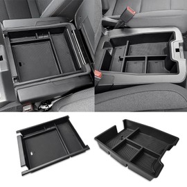 2PCS Center Console Organizer Compatible with 2019-2025 Chevy Silverado/GMC Sierra 1500 & 2020-2025 Silverado/Sierra 2500HD 3500HD Truck Accessories (Split-Bench Folding Seat) Dual-Layer Storage Tray