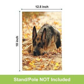 HGOD DESIGNS German Shepherd Dog Garden Flags for Outside Autumn Leaves Yellow Foliage Pet Beautiful Park Small Yard Flag Farmhouse Yard Outdoor Decoration 12.5X18 Inch